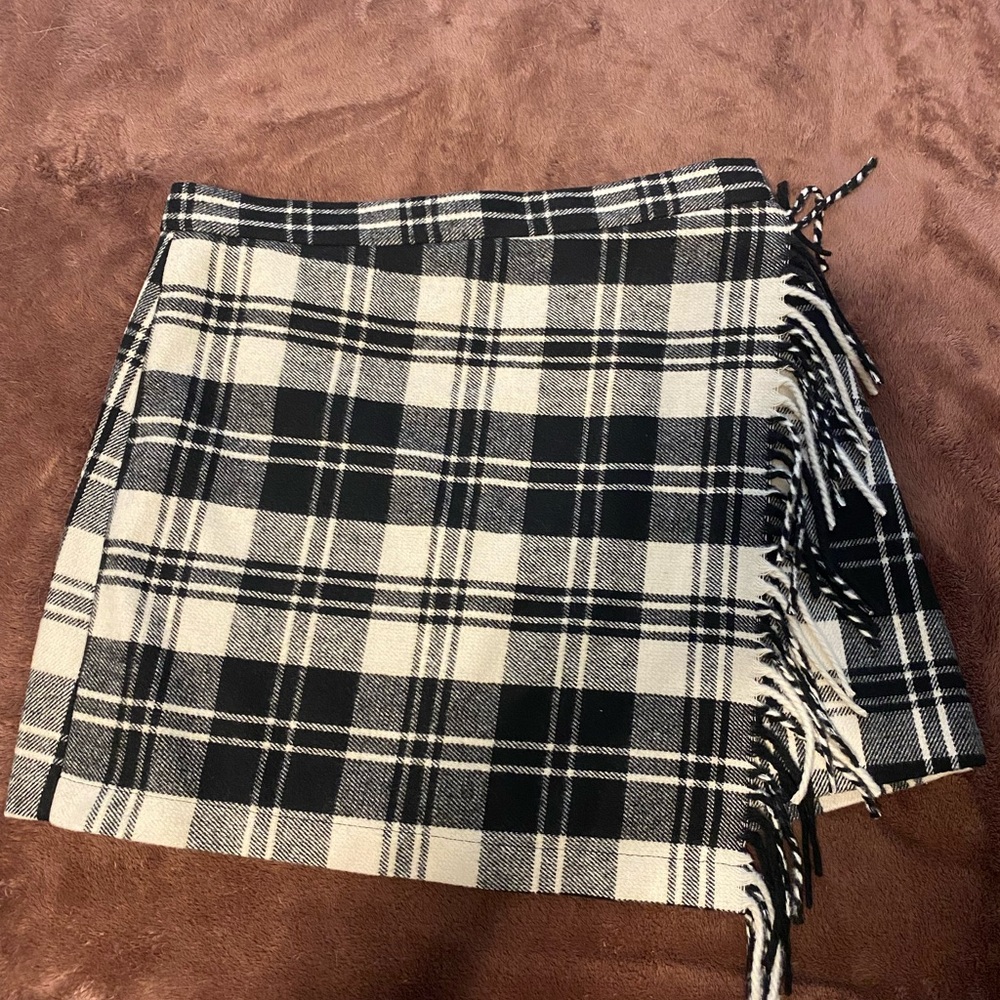 ANTONIO MELANI Black and White Plaid Mini Skirt